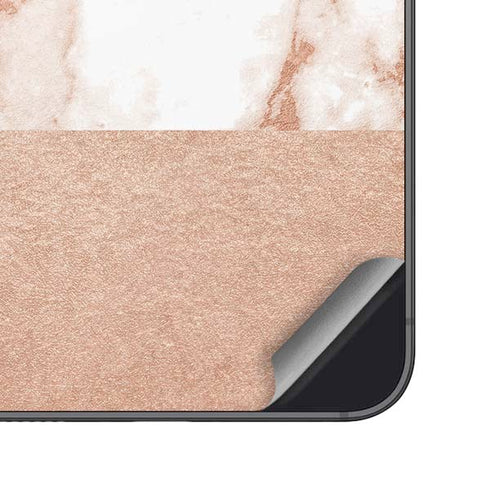 White Rose Gold Marble Galaxy S25 Skin